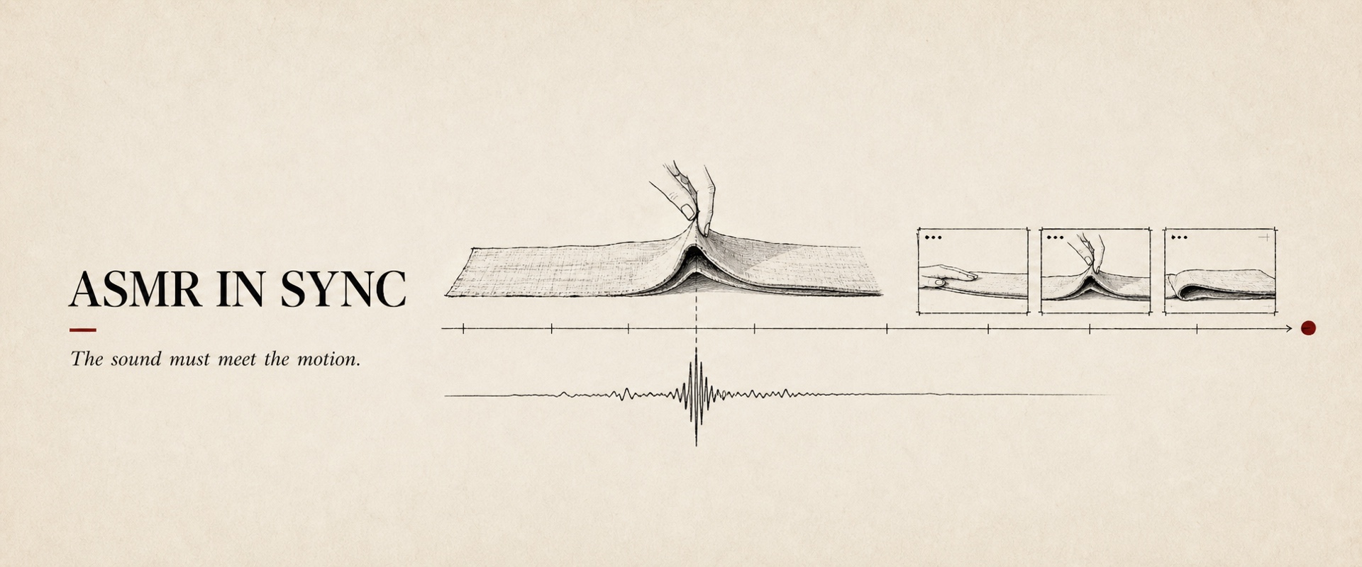 The rustle has to land on the exact frame where the fabric folds. Sound is part of the shot, not decoration.