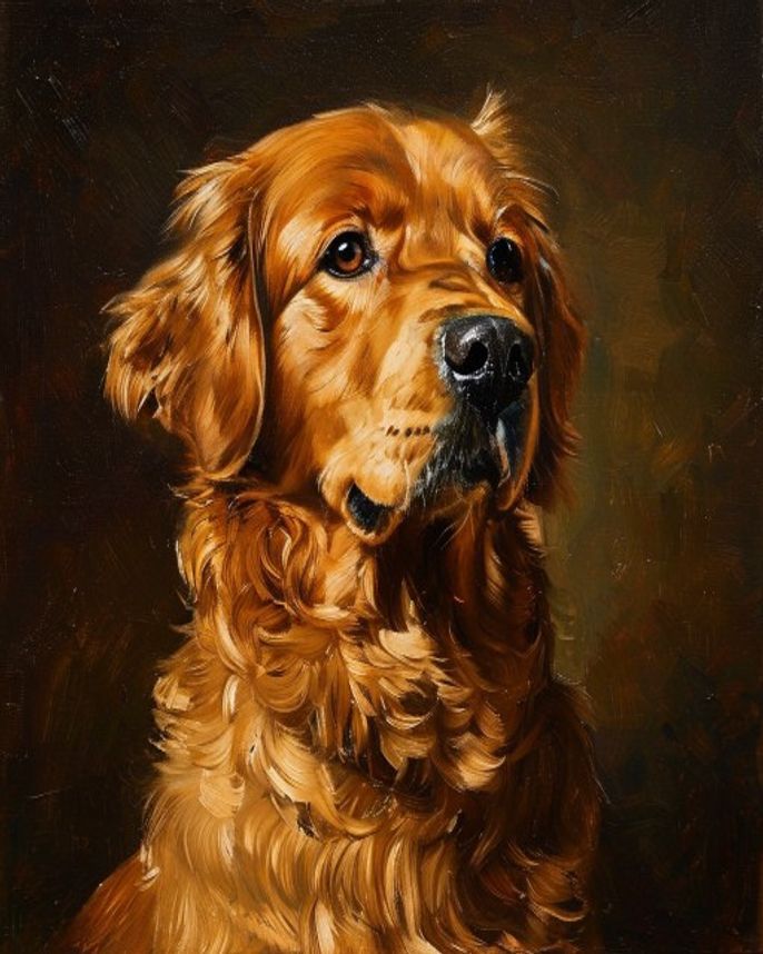 Classic oil-painting keepsake, built around the pet's real markings and expression.
